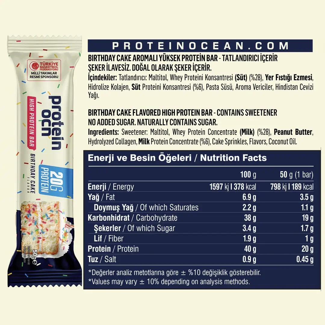 PROTEİNOCEAN BIRTHDAY CAKE PROTEIN BAR - 12 ADET