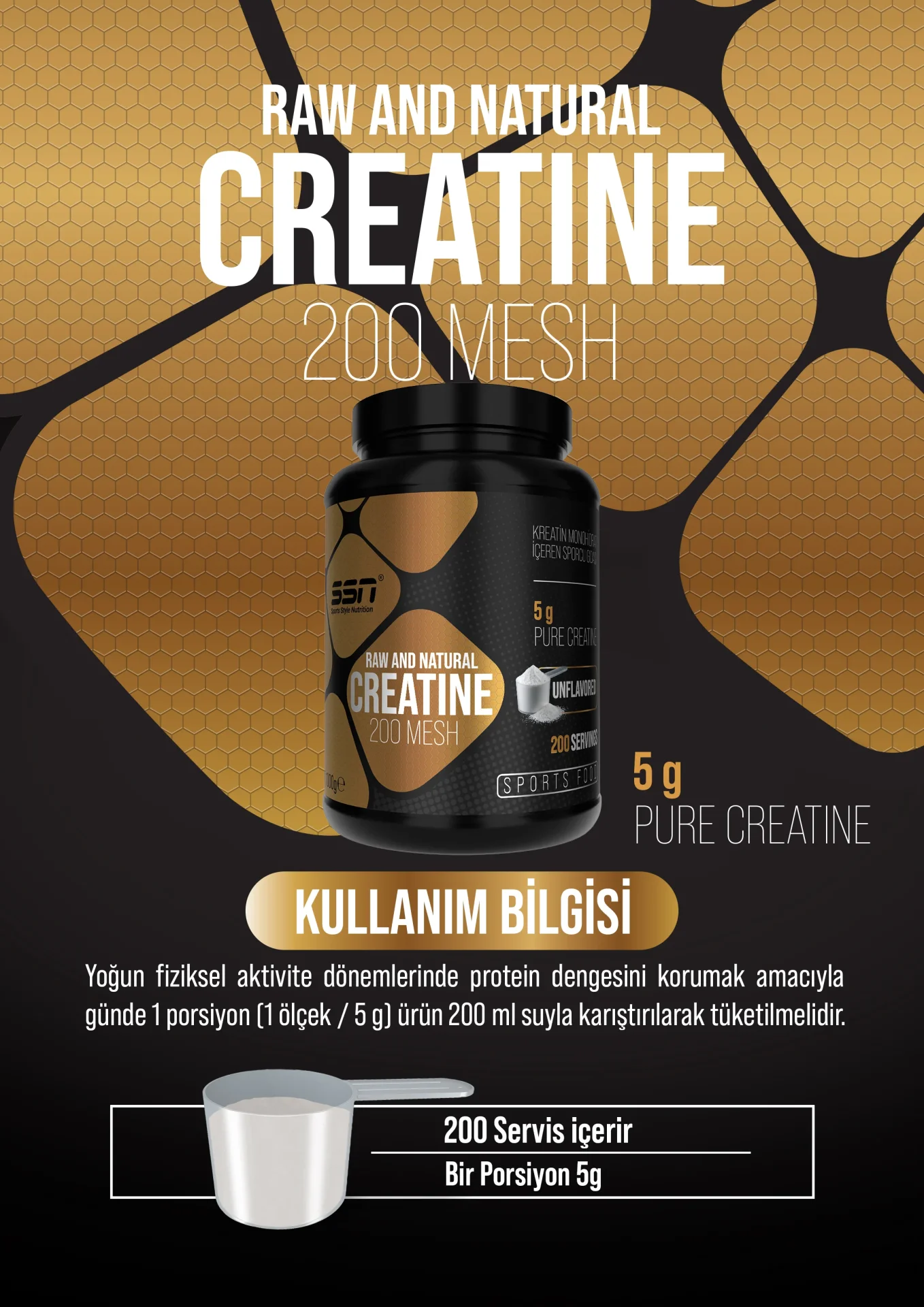 SSN SPORTS STYLE NUTRITION RAW AND NATURAL CREATINE 1000 GRAM