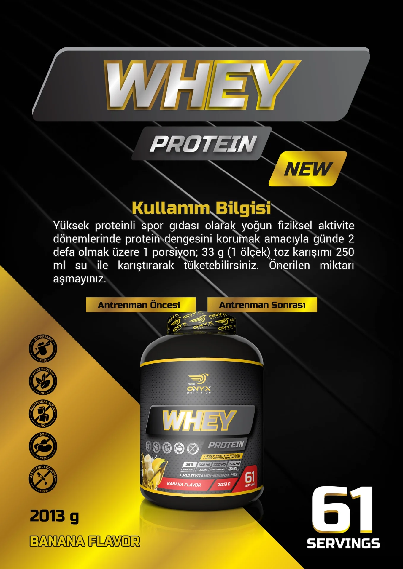 ONYX %100 WHEY PROTEIN TOZU 2013 GR MUZ AROMALI