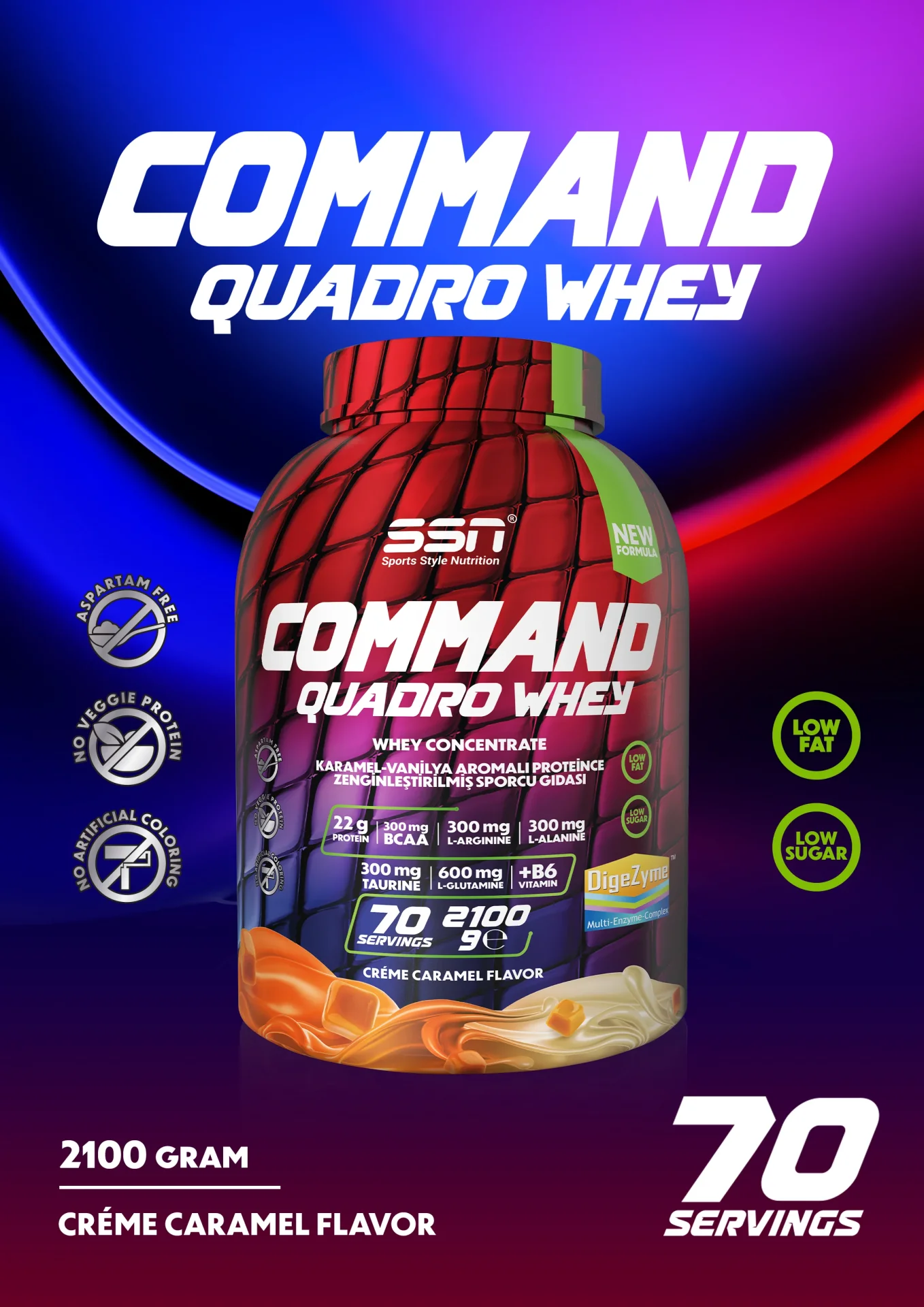 SSN SPORTS STYLE NUTRITION COMMAND QUADRO WHEY 2100GR (CREME CARAMEL) PROTEIN TOZU