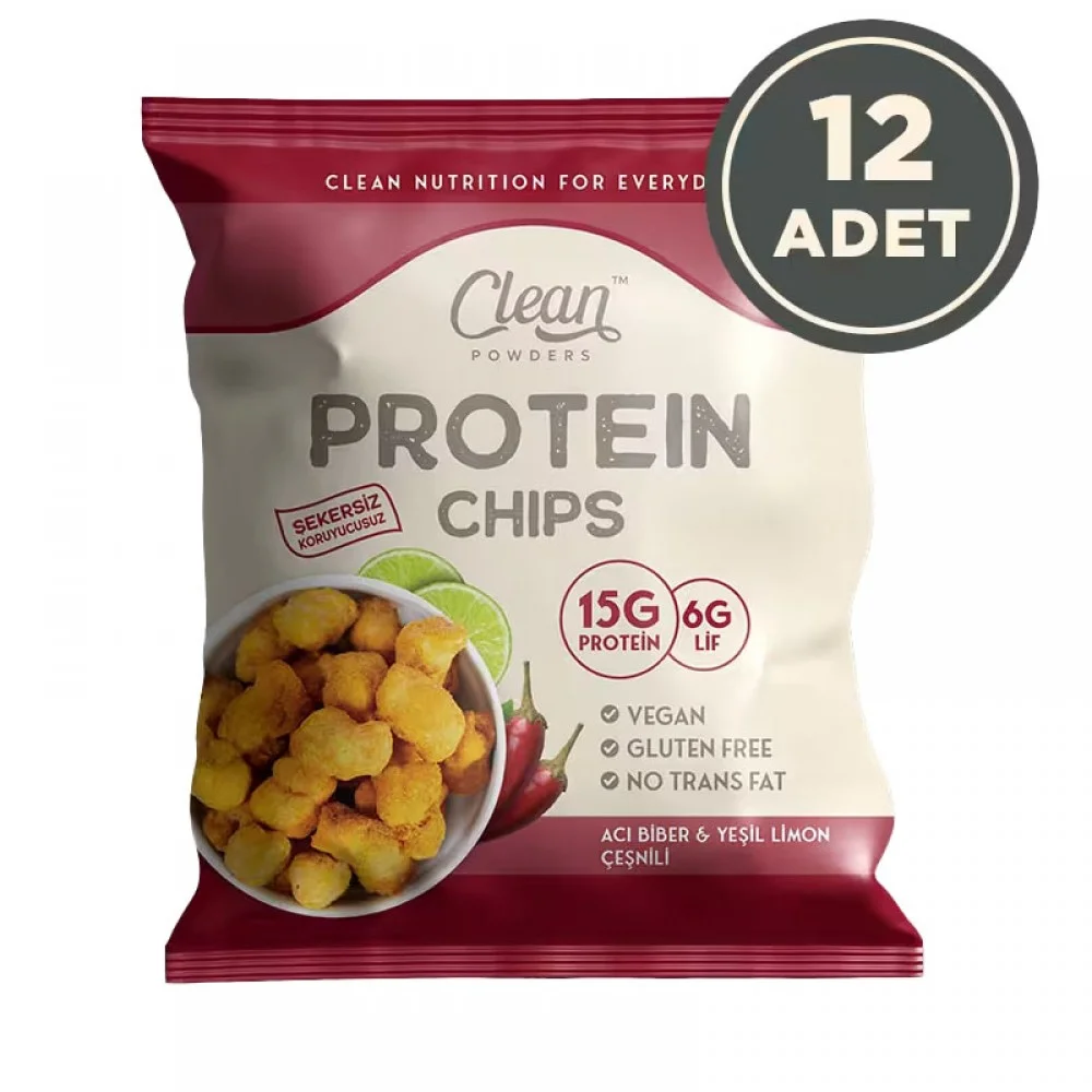 CLEAN POWDERS PROTEİN CİPS ACI BİBER AROMALI 12 ADET x 50gr