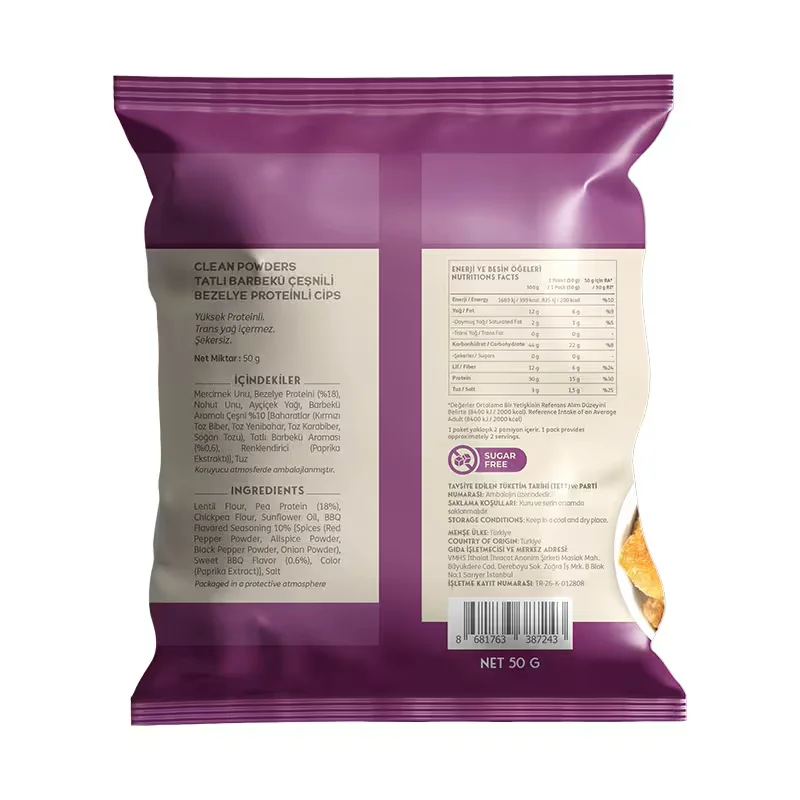 CLEAN POWDERS PROTEİN CİPS TATLI BARBEKÜ AROMALI 1 ADET x 50gr