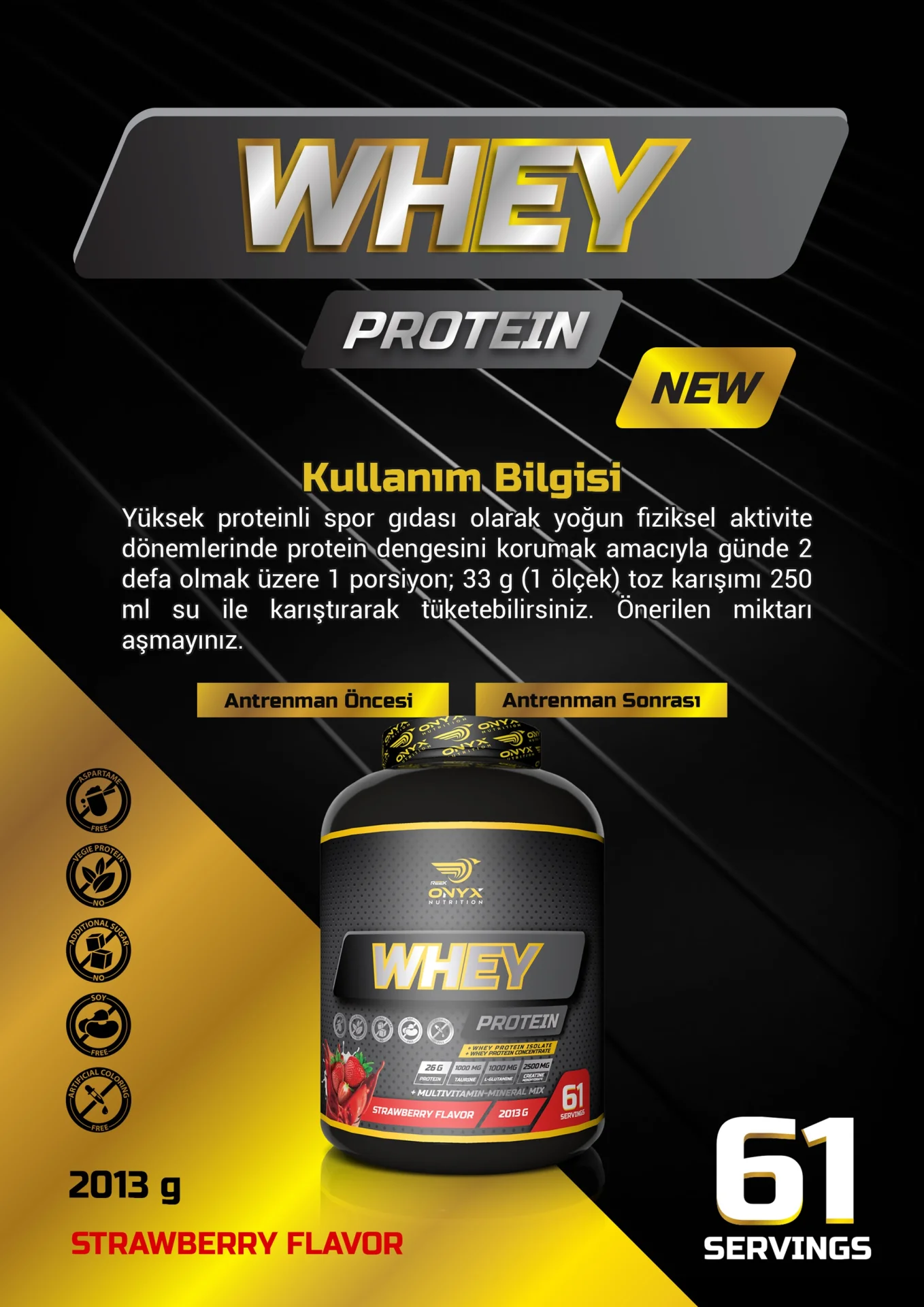 ONYX %100 WHEY PROTEIN TOZU 2013 GR ÇİLEK AROMALI