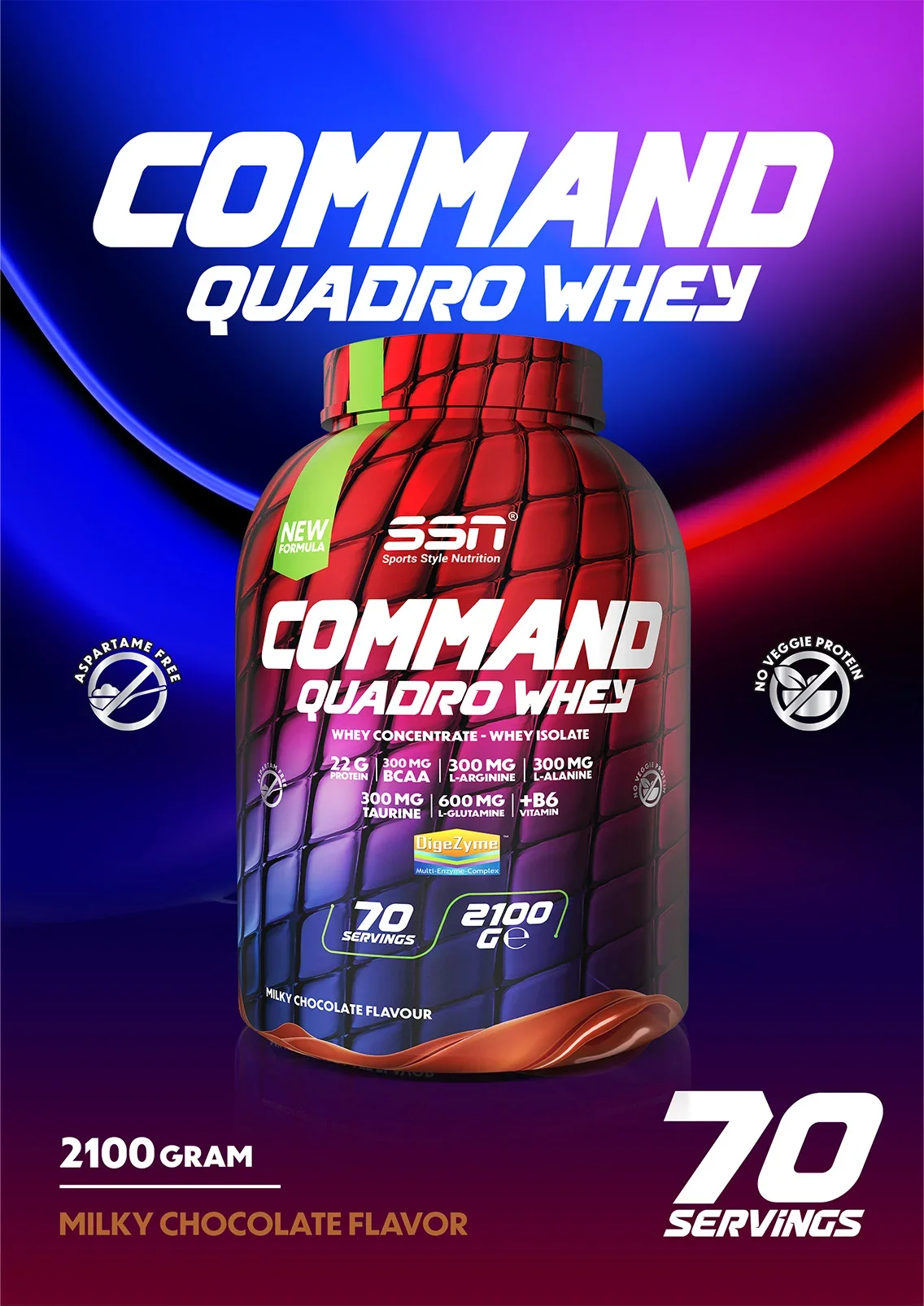 SSN SPORTS STYLE NUTRITION COMMAND QUADRO WHEY 2100 GR (ÇIKOLATALI) PROTEIN TOZU