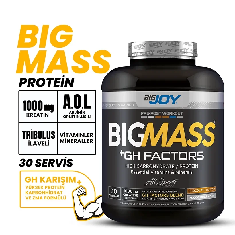 Bigjoy BIGMASS Gainer GH FACTORS ÇİLEK AROMALI 3000g