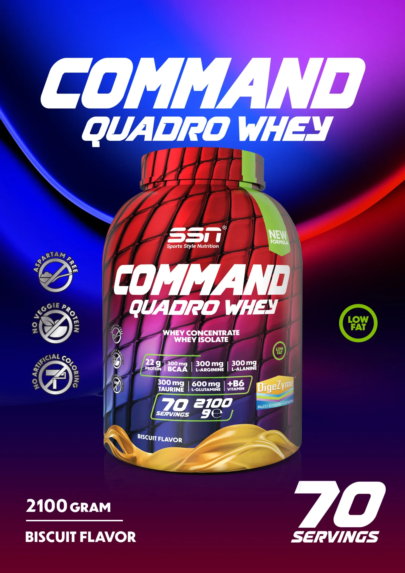 SSN SPORTS STYLE NUTRITION COMMAND QUADRO WHEY 2100 GR (BISKÜVI) PROTEIN TOZU