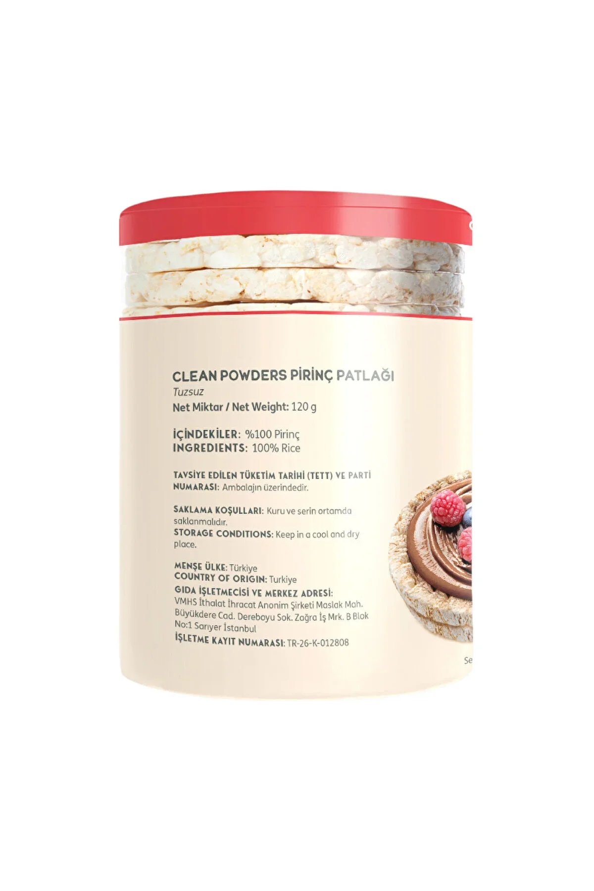 CLEAN POWDERS RICE CAKE  PİRİNÇ PATLAĞI 120 GR