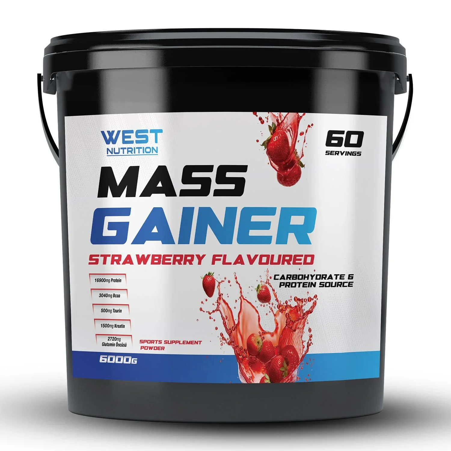 West Nutrition Mass Gainer Karbonhidrat Tozu 6 Kg Çilek - 60 Servis