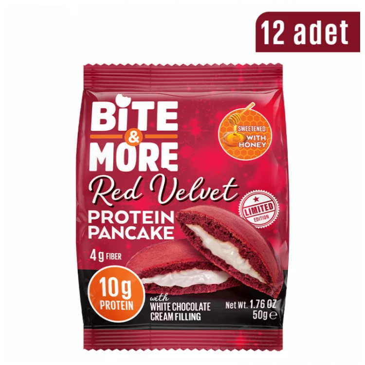 BİTE MORE HIGH PROTEİN PANCAKE RED VELVET (55 GR) X 12 ADET