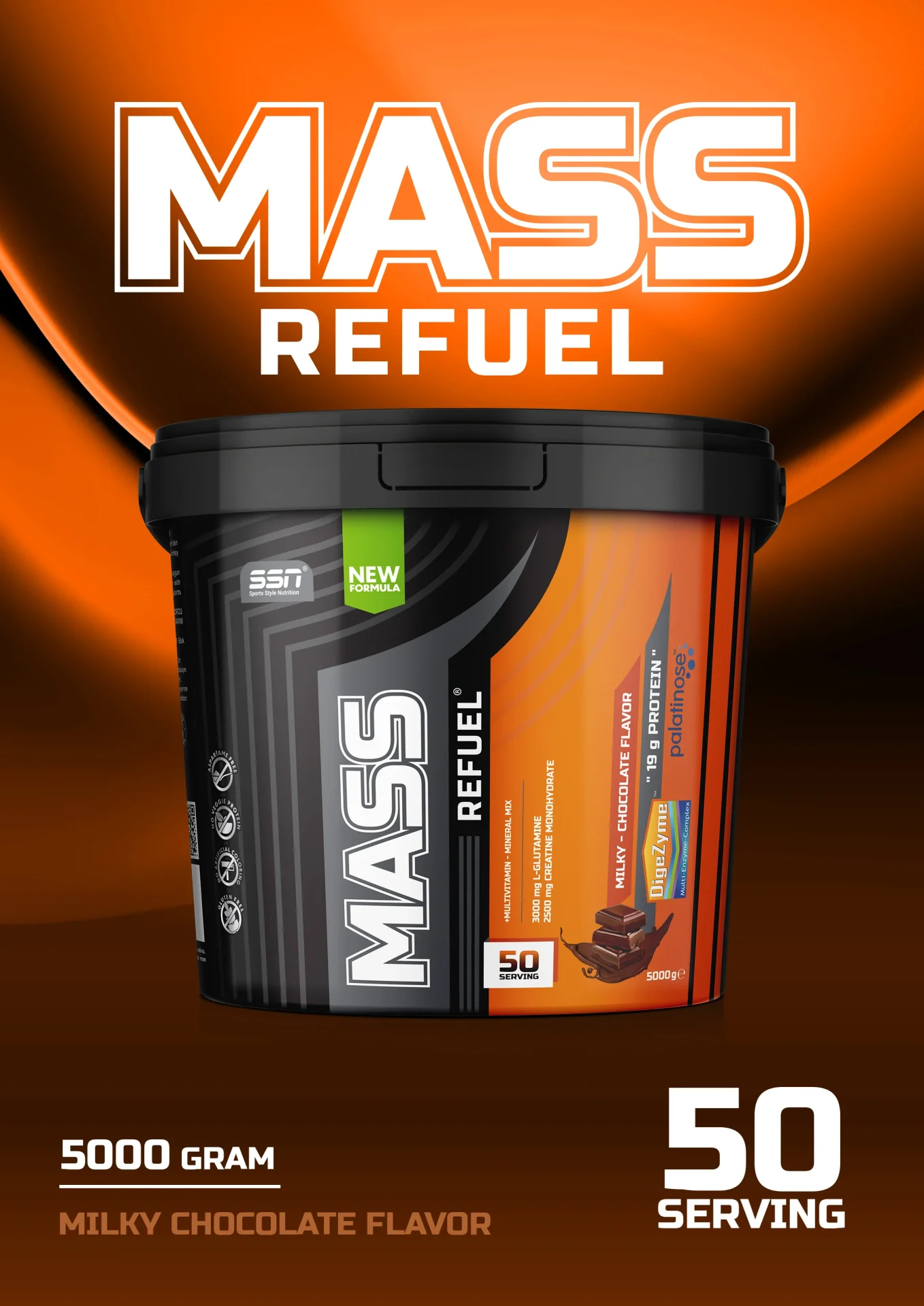 SSN SPORTS STYLE NUTRITION MASS REFUEL 5000 GR (ÇIKOLATA) KARBONHIDRAT KILO ALDIRICI