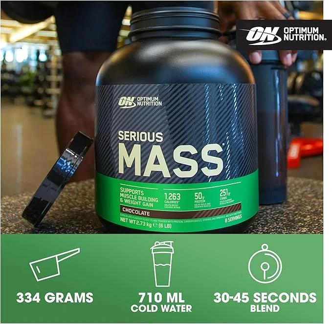 OPTIMUM NUTRITION SERIOUS MASS KURABIYE VE KREMA AROMALI GAINER 2.73KG 8 SERVIS