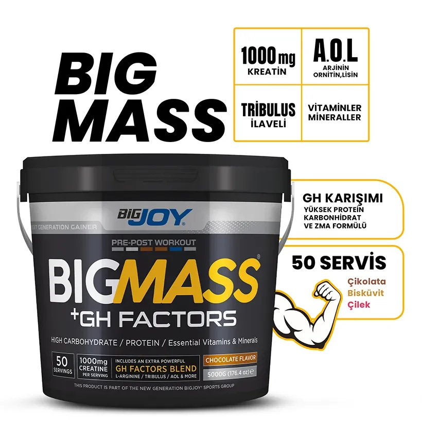 BIGJOY BIGMASS GAINER GH FACTORS ÇILEK AROMALI 5000G