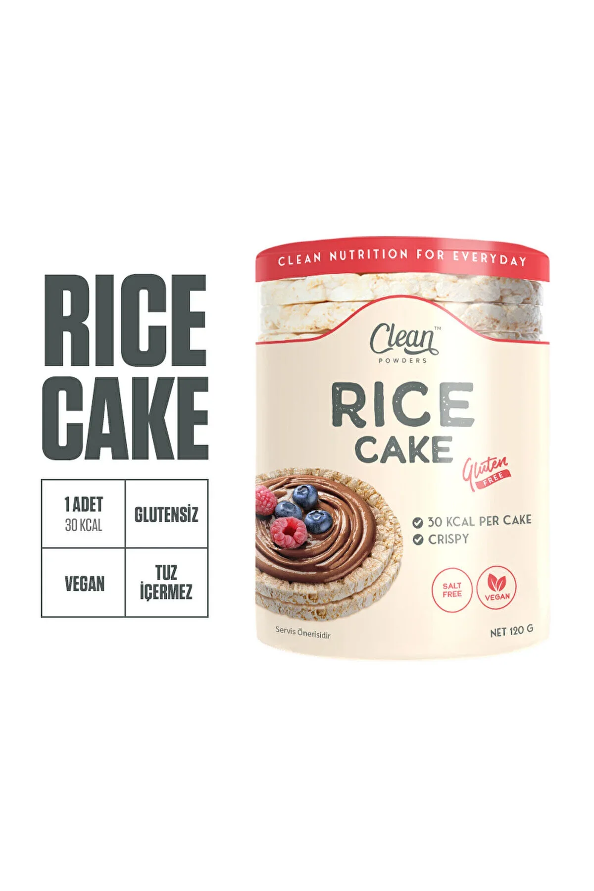 CLEAN POWDERS RICE CAKE  PİRİNÇ PATLAĞI 120 GR