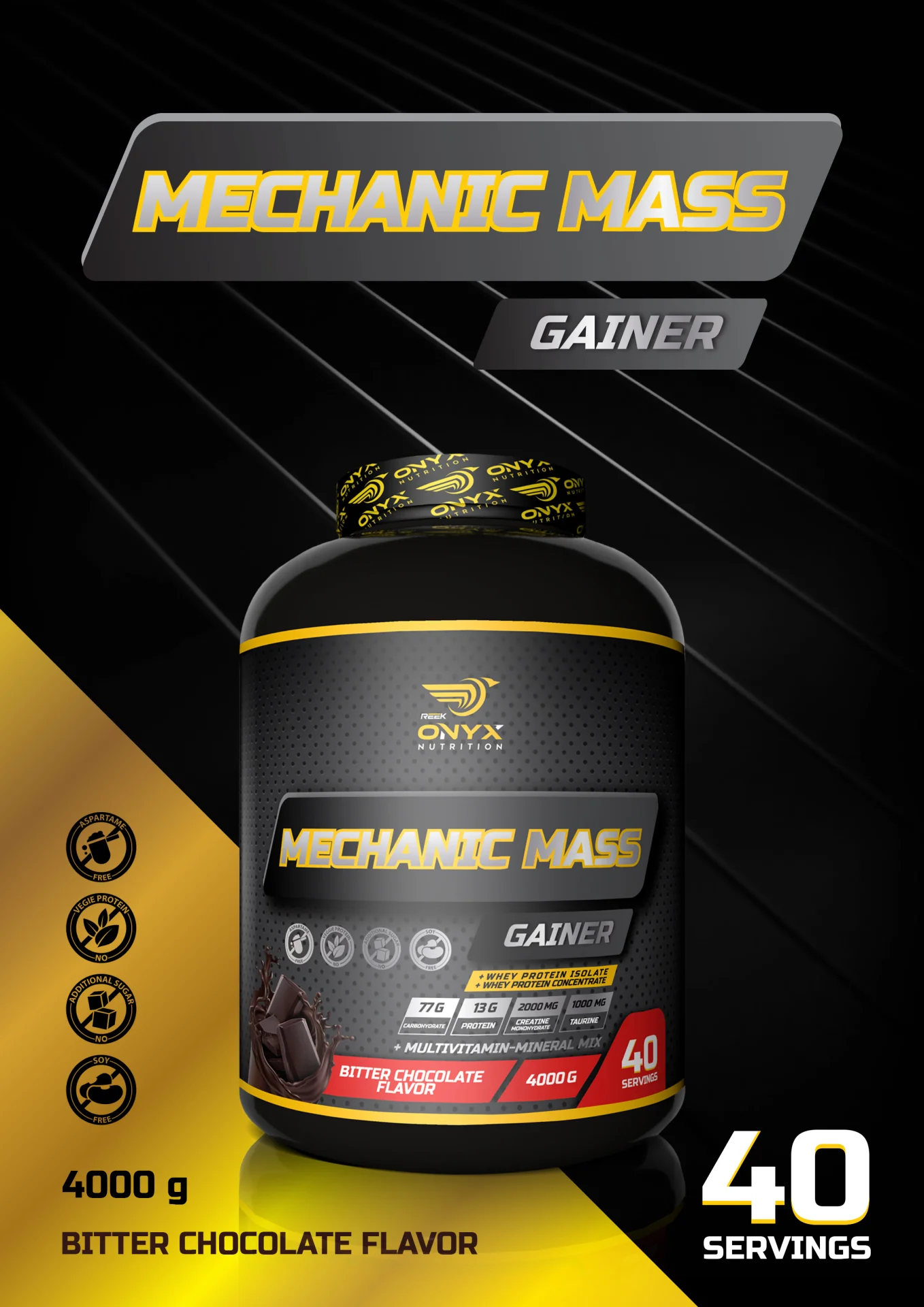 ONYX MECHANIC MASS GAINER KARBONHIDRAT 4000 GR ÇIKOLATA | ONYX NUTRITION
